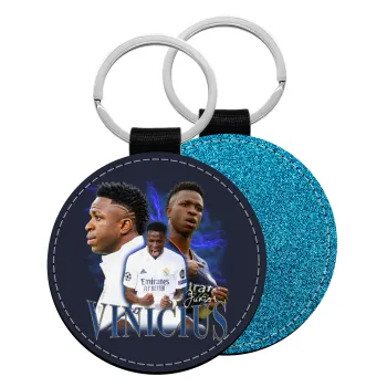 Vinicius Junior, Μπρελόκ Δερματίνη, στρογγυλό ΜΠΛΕ (5cm)