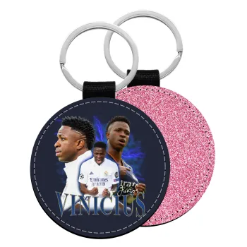 Vinicius Junior, Μπρελόκ Δερματίνη, στρογγυλό ΡΟΖ (5cm)