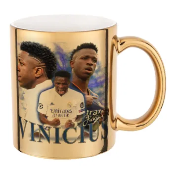 Vinicius Junior, Mug ceramic, gold mirror, 330ml