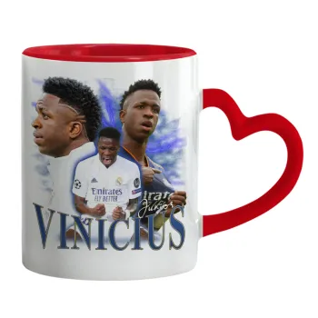 Vinicius Junior, Mug heart red handle, ceramic, 330ml