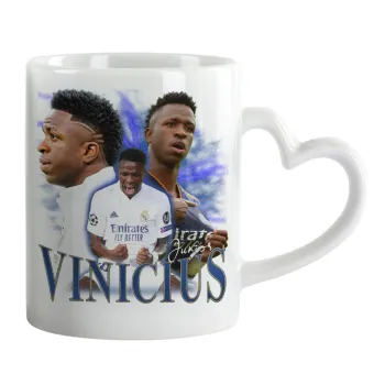 Vinicius Junior, Mug heart handle, ceramic, 330ml
