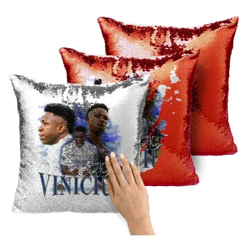 Vinicius Junior, Μαξιλάρι καναπέ Μαγικό Κόκκινο με πούλιες 40x40cm περιέχεται το γέμισμα