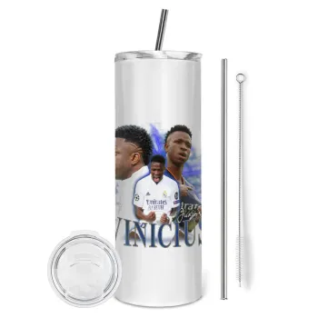 Vinicius Junior, Tumbler stainless steel 600ml, with metal straw & cleaning brush