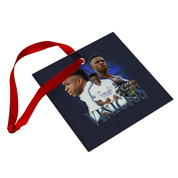 Vinicius Junior, Christmas ornament, glass square ornament 9x9cm