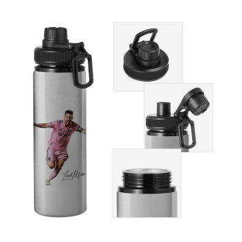 Lionel Messi inter miami jersey, Μεταλλικό παγούρι νερού με καπάκι ασφαλείας, αλουμινίου 850ml