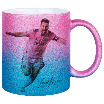 Lionel Messi inter miami jersey, Κούπα Χρυσή/Μπλε Glitter, κεραμική, 330ml