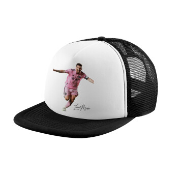 Lionel Messi inter miami jersey, Καπέλο Soft Trucker με Δίχτυ Black/White 