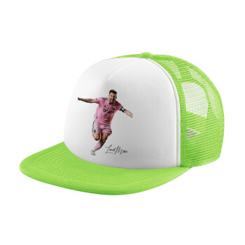 Lionel Messi inter miami jersey, Καπέλο Soft Trucker με Δίχτυ Πράσινο/Λευκό