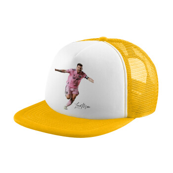 Lionel Messi inter miami jersey, Καπέλο παιδικό Soft Trucker με Δίχτυ Κίτρινο/White 