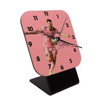 Lionel Messi inter miami jersey, Quartz Table clock in natural wood (10cm)
