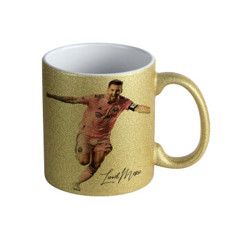 Lionel Messi inter miami jersey, Κούπα Χρυσή Glitter που γυαλίζει, κεραμική, 330ml