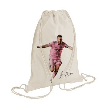 Lionel Messi inter miami jersey, Τσάντα πλάτης πουγκί GYMBAG natural (28x40cm)