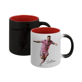 Lionel Messi inter miami jersey, Κούπα Μαγική εσωτερικό κόκκινο, κεραμική, 330ml που αλλάζει χρώμα με το ζεστό ρόφημα