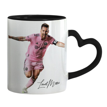 Lionel Messi inter miami jersey, Mug heart black handle, ceramic, 330ml