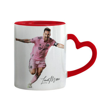 Lionel Messi inter miami jersey, Mug heart red handle, ceramic, 330ml
