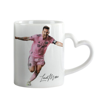 Lionel Messi inter miami jersey, Mug heart handle, ceramic, 330ml