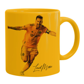 Lionel Messi inter miami jersey, Ceramic coffee mug yellow, 330ml (1pcs)