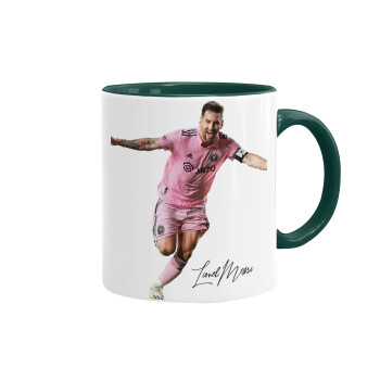 Lionel Messi inter miami jersey, Mug colored green, ceramic, 330ml