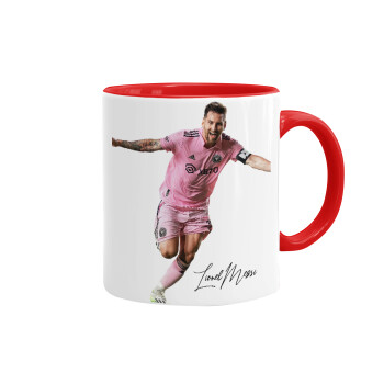 Lionel Messi inter miami jersey, Mug colored red, ceramic, 330ml