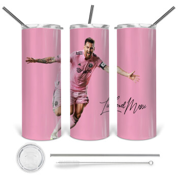 Lionel Messi inter miami jersey, 360 Eco friendly stainless steel tumbler 600ml, with metal straw & cleaning brush