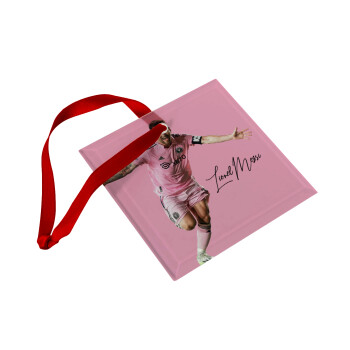 Lionel Messi inter miami jersey, Christmas ornament, glass square ornament 9x9cm