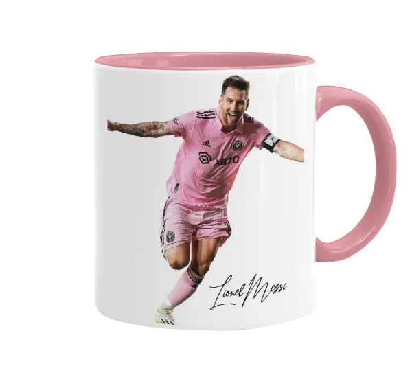 Lionel Messi inter miami jersey — Κούπα χρωματιστή ροζ, κεραμική, 330ml