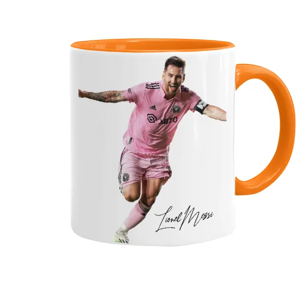 Lionel Messi inter miami jersey — Κούπα χρωματιστή πορτοκαλί, κεραμική, 330ml