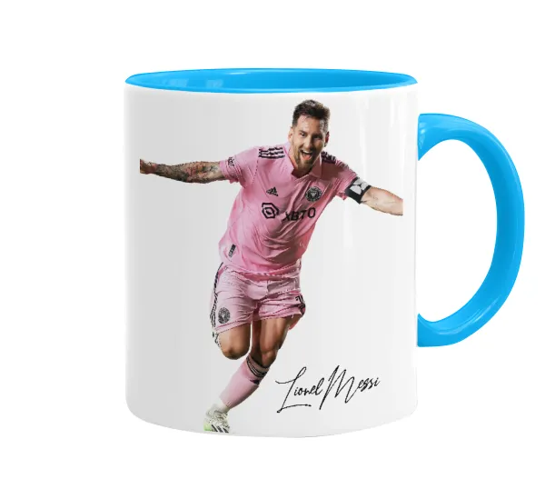 Lionel Messi inter miami jersey — Κούπα χρωματιστή γαλάζια, κεραμική, 330ml