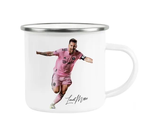 Lionel Messi inter miami jersey — Metallic enamel cup white 360ml