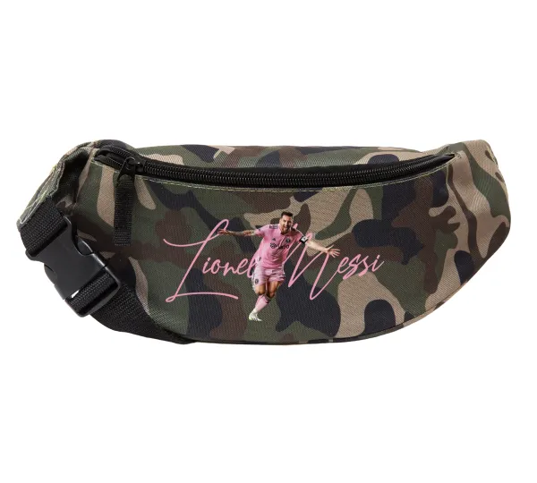 Lionel Messi inter miami jersey — Unisex waist bag (banana) in Jungle camouflage color with 2 pockets