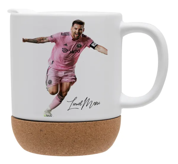 Lionel Messi inter miami jersey — Κούπα, κεραμική με βάση φελού και καπάκι (ΜΑΤ), 330ml