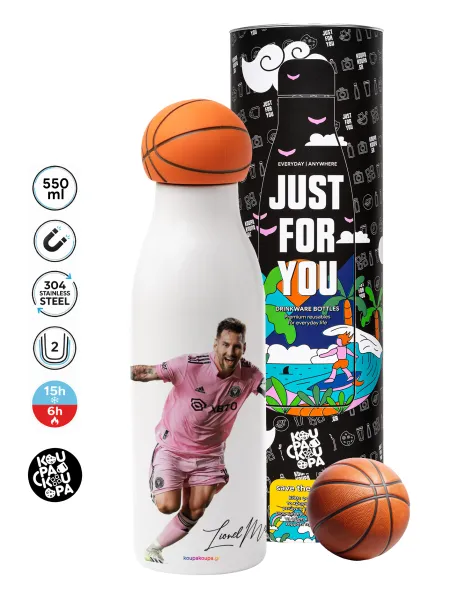 Lionel Messi inter miami jersey — Μπάλα μπάσκετ μεταλλικό παγούρι θερμός, διπλού τοιχώματος, 550ml