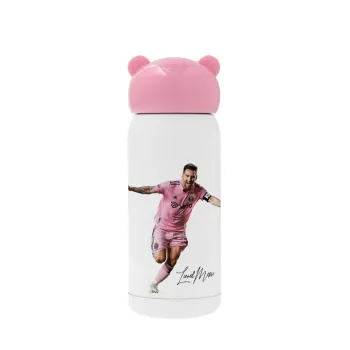 Lionel Messi inter miami jersey, Pink stainless steel thermal flask, 320ml
