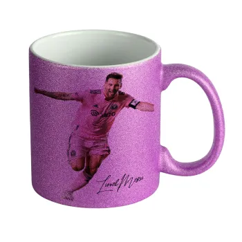 Lionel Messi inter miami jersey, Κούπα Μωβ Glitter που γυαλίζει, κεραμική, 330ml