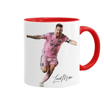 Lionel Messi inter miami jersey, Κούπα χρωματιστή κόκκινη, κεραμική, 330ml