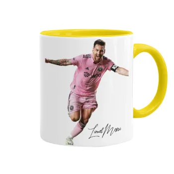 Lionel Messi inter miami jersey, Κούπα χρωματιστή κίτρινη, κεραμική, 330ml