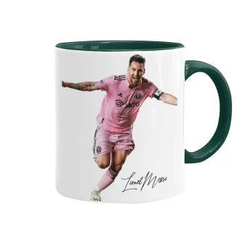 Lionel Messi inter miami jersey, Κούπα χρωματιστή πράσινη, κεραμική, 330ml