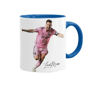 Lionel Messi inter miami jersey, Κούπα χρωματιστή μπλε, κεραμική, 330ml