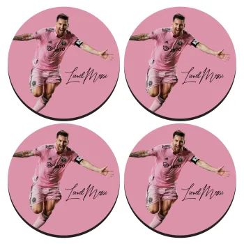 Lionel Messi inter miami jersey, ΣΕΤ 4 Σουβέρ ξύλινα στρογγυλά (9cm)