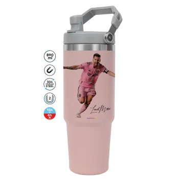 Lionel Messi inter miami jersey, Pink color, 890ml (30oz) stainless Steel Tumbler with Handle