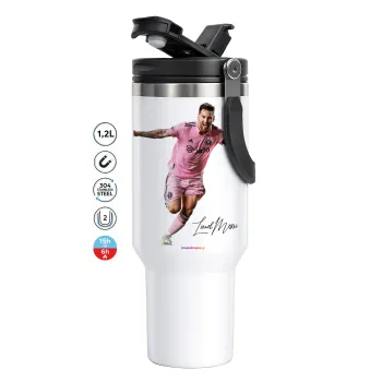Lionel Messi inter miami jersey, Mega Tumbler με καπάκι, διπλού τοιχώματος (θερμό) 1,2L