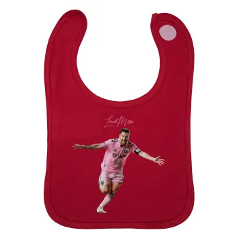 Lionel Messi inter miami jersey, Σαλιάρα με Σκρατς Κόκκινη 100% Organic Cotton (0-18 months)