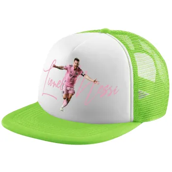 Lionel Messi inter miami jersey, Adult Soft Trucker Hat with Mesh GREEN/WHITE (POLYESTER, ADULT, ONE SIZE)