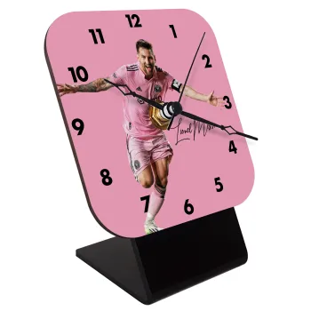 Lionel Messi inter miami jersey, Quartz Wooden table clock with hands (10cm)