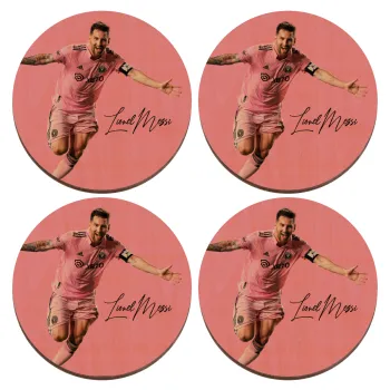 Lionel Messi inter miami jersey, ΣΕΤ x4 Σουβέρ ξύλινα στρογγυλά plywood (9cm)