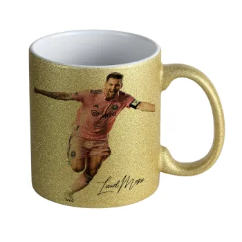 Lionel Messi inter miami jersey, Κούπα Χρυσή Glitter που γυαλίζει, κεραμική, 330ml
