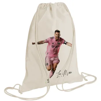 Lionel Messi inter miami jersey, Τσάντα πλάτης πουγκί GYMBAG natural (28x40cm)