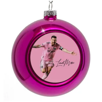 Lionel Messi inter miami jersey, Στολίδι Χριστουγεννιάτικη μπάλα δένδρου Μωβ 8cm