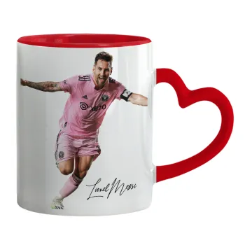 Lionel Messi inter miami jersey, Mug heart red handle, ceramic, 330ml