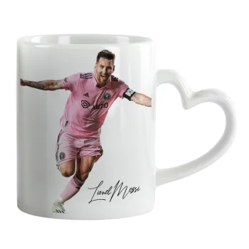 Lionel Messi inter miami jersey, Mug heart handle, ceramic, 330ml